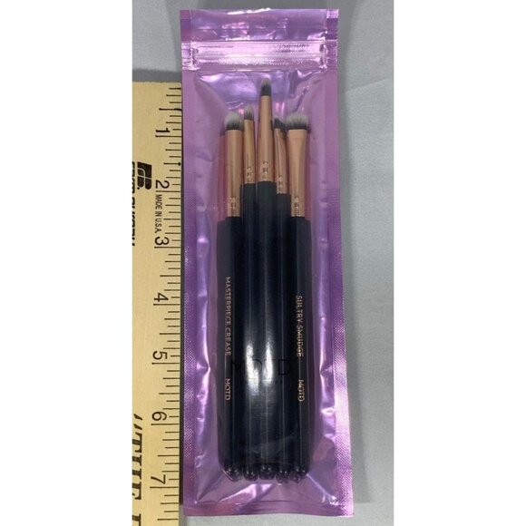 5 pc MOTD Cosmetics Eye Got It Brush Set Blend Detail Black Rose Gold Vegan NEW - Picture 5 of 5